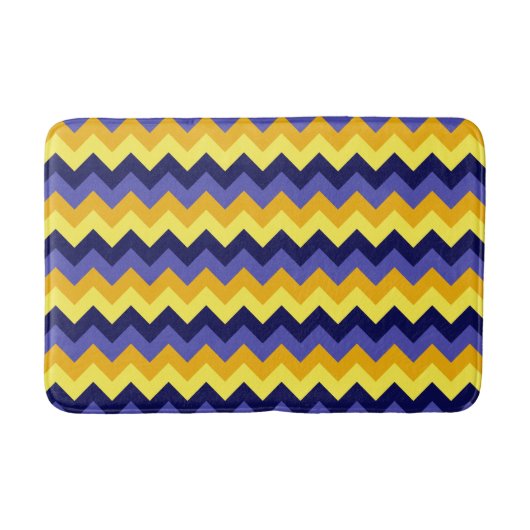Blauw Geel Gouden Chevrons Medium Badmat (Voorkant)