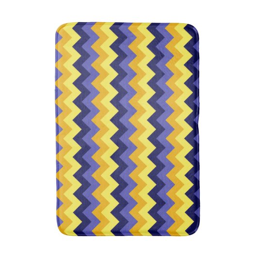 Blauw Geel Gouden Chevrons Medium Badmat (Voorkant Verticaal)