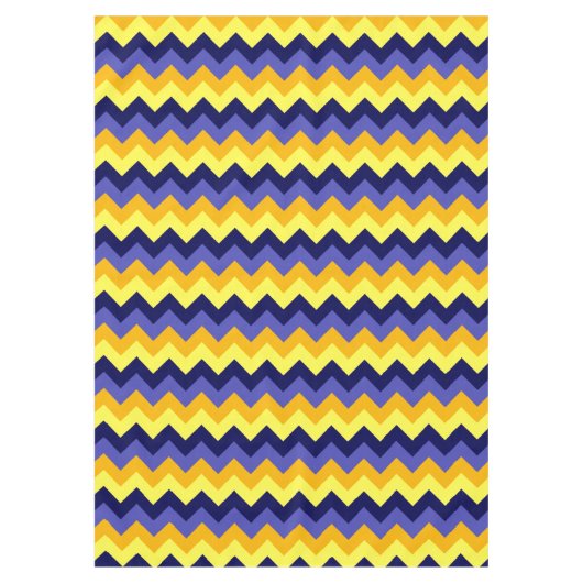 Blauw Geel Gouden Chevrons Medium Tafelkleed (Voorkant)