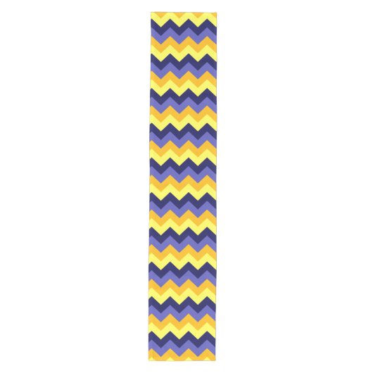 Blauw Geel Gouden Chevrons Medium Tafelloper (Voorkant)