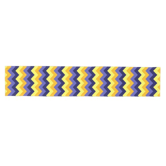 Blauw Geel Gouden Chevrons Medium Tafelloper (Horizontaal)
