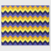 Blauw Geel Gouden Chevrons Verpakkingsdocument Cadeaupapier (Vlak)