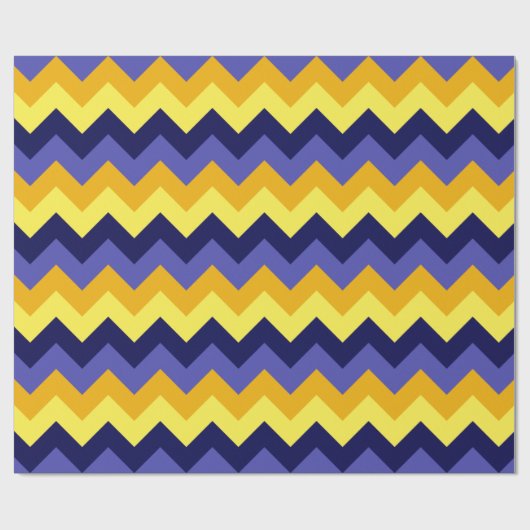 Blauw Geel Gouden Chevrons Verpakkingsdocument Cadeaupapier (Vlak)