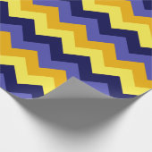 Blauw Geel Gouden Chevrons Verpakkingsdocument Cadeaupapier (Hoek)