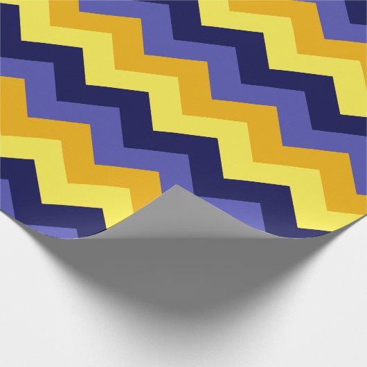 Blauw Geel Gouden Chevrons Verpakkingsdocument Cadeaupapier (Hoek)