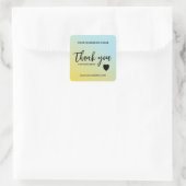 Blauw Geel Gradiënt Bedankt Zakelijk Vierkante Sticker (Tas)