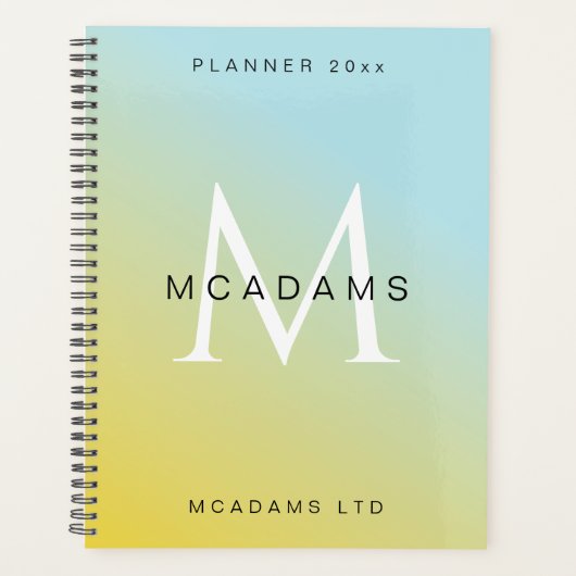 Blauw Geel Gradiënt Persoonlijke Zakelijke Planner (Voorkant)