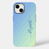 Blauw Geel Gradiënt Script Monogram Case-Mate iPhone Case (Achterkant)