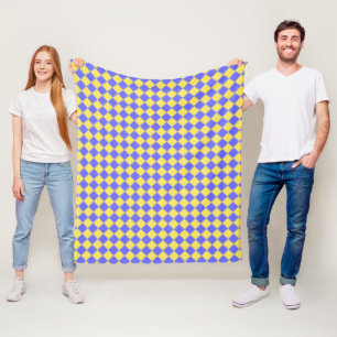 Blauw Geel Grijs Fleece Deken