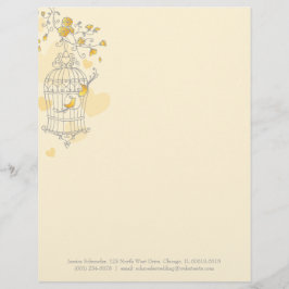 Blauw geel grijs vogelkooi briefhoofd