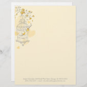 Blauw geel grijs vogelkooi briefhoofd (Voorkant / Achterkant)