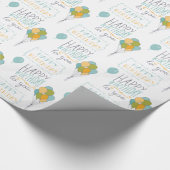 Blauw Geel Groen Gelukkige Verjaardagsballonnen Cadeaupapier (Hoek)