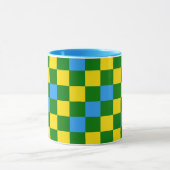 Blauw Geel Groen Geruit Patroonontwerp Mok (Midden)