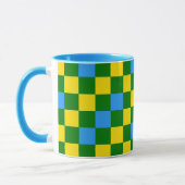 Blauw Geel Groen Geruit Patroonontwerp Mok (Links)