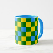 Blauw Geel Groen Geruit Patroonontwerp Mok (Voorkant rechts)