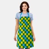Blauw Geel Groen Geruit Patroonontwerp Schort (Gedragen)