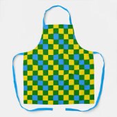 Blauw Geel Groen Geruit Patroonontwerp Schort (Voorkant)