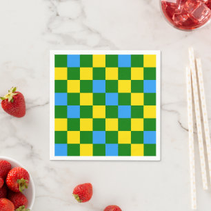 Blauw Geel Groen Geruit Patroonontwerp Servet
