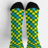 Blauw Geel Groen Geruit Patroonontwerp Sokken (Top)