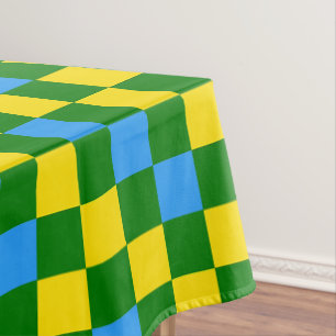 Blauw Geel Groen Geruit Patroonontwerp Tafelkleed
