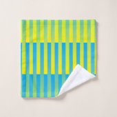 Blauw geel groen gestreept patroon bad handdoek (Wasdoekje)