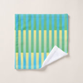 Blauw geel groen gestreept patroon bad handdoek (Wasdoekje)