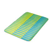 Blauw geel groen gestreept patroon badmat (Gekanteld)