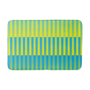 Blauw geel groen gestreept patroon badmat