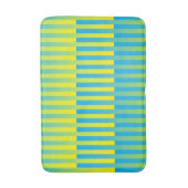 Blauw geel groen gestreept patroon badmat (Voorkant Verticaal)