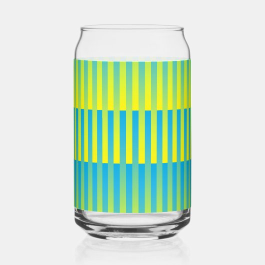 Blauw geel groen gestreept patroon blikvorm glas (Voorkant)