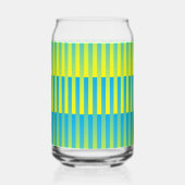 Blauw geel groen gestreept patroon blikvorm glas (Achterkant)