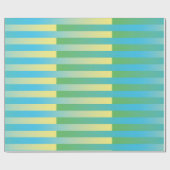 Blauw geel groen gestreept patroon cadeaupapier (Vlak)