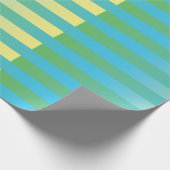 Blauw geel groen gestreept patroon cadeaupapier (Hoek)