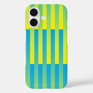 Blauw Geel Groen Gestreept Patroon iPhone 16 Hoesje