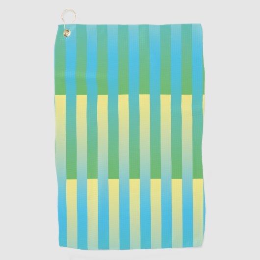 Blauw Geel Groen Gestreept Patroon Golfhanddoek (Voorkant)