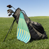 Blauw Geel Groen Gestreept Patroon Golfhanddoek (Groen)