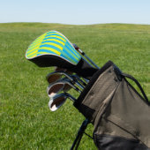 Blauw geel groen gestreept patroon golfheadcover (Insitu)