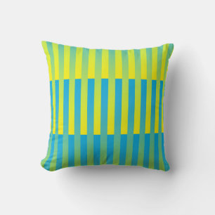 Blauw geel groen gestreept patroon kussen
