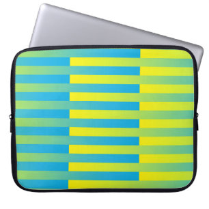 Blauw Geel Groen Gestreept Patroon Laptop Sleeve