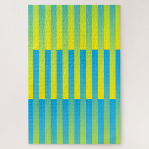 Blauw Geel Groen Gestreept Patroon Legpuzzel