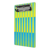 Blauw geel groen gestreept patroon mini klembord (Angled2)
