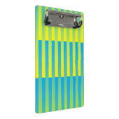 Blauw geel groen gestreept patroon mini klembord (Schuin)