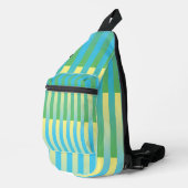 Blauw Geel Groen Gestreept Patroon Sling Bag (Rechterhoek)