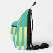 Blauw Geel Groen Gestreept Patroon Sling Bag (Rechts)