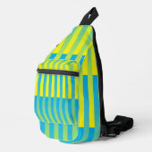 Blauw geel groen gestreept patroon sling bag (Rechterhoek)