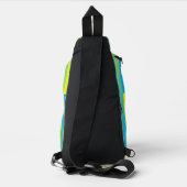 Blauw geel groen gestreept patroon sling bag (Achterkant)