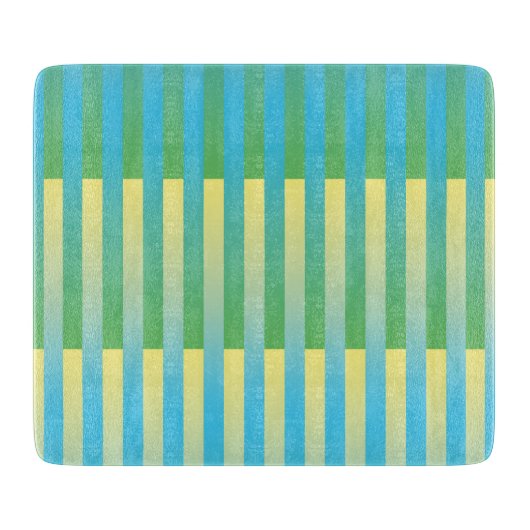 Blauw Geel Groen Gestreept Patroon Snijplank (Voorkant)