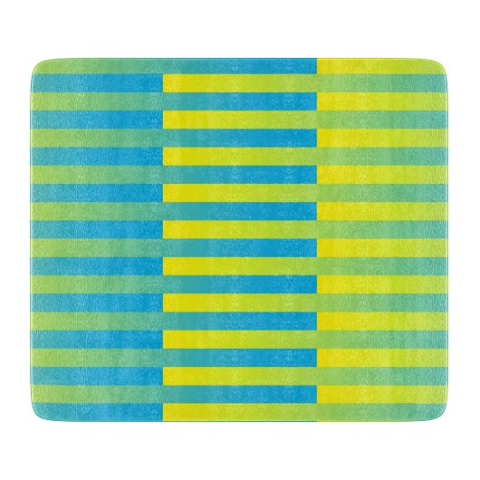 Blauw geel groen gestreept patroon snijplank (Voorkant)