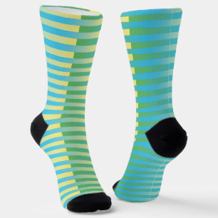 Blauw Geel Groen Gestreept Patroon Sokken