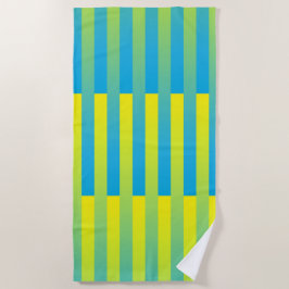Blauw geel groen gestreept patroon strandlaken